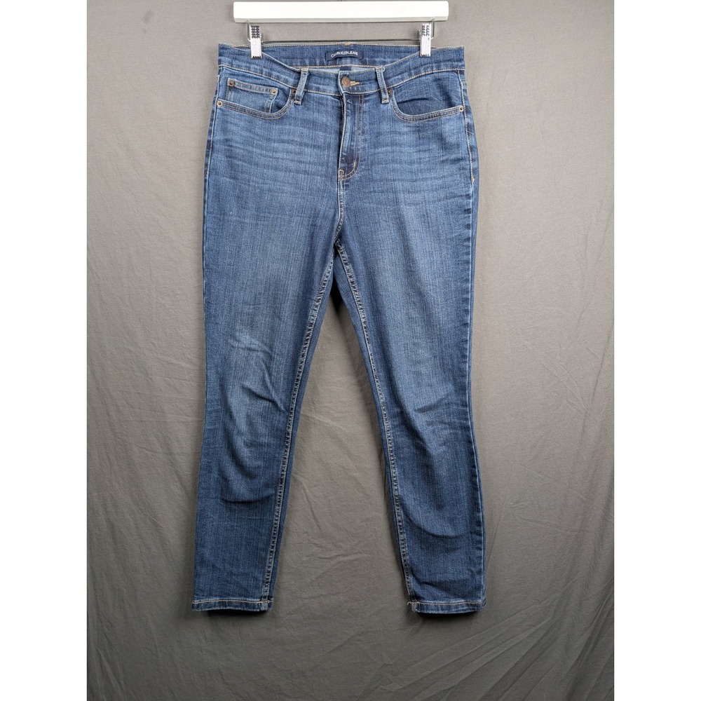 Calvin Klein Jeans Womens 10 Blue High Rise Skinny Denim Ankle Jeans